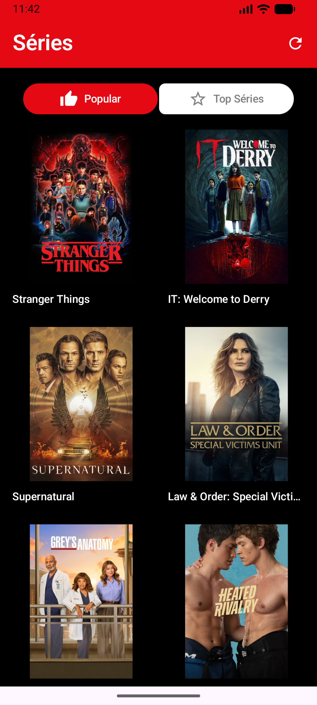 Tela de Séries